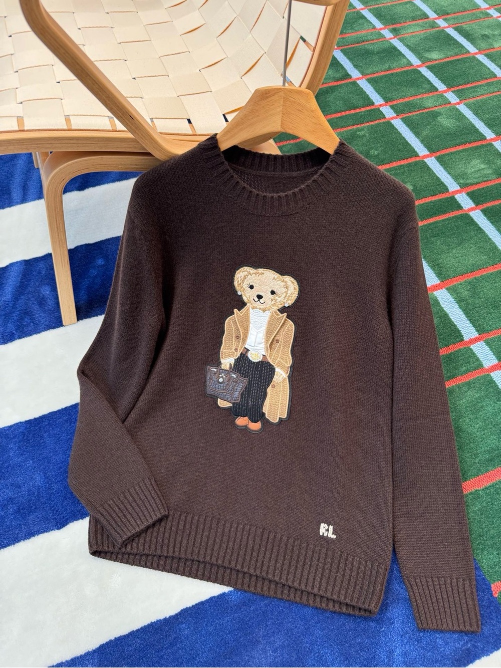 Polo by Ralph Lauren Brown Teddy Bear Crewneck Sweater
